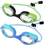 Kids Swim Goggles with Bungee Strap No Leaking Anti A- Green & Blue Gradient