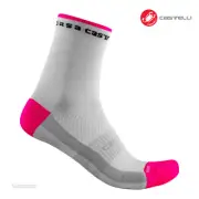 Castelli ROSSO CORSA W 11 Womens Cycling Socks : WHITE - ONE PAIR