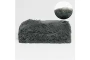 Hotel Living Long Hair Faux Fur Throw Rug Grey