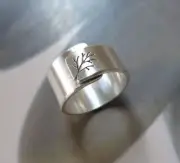 Solid 925 Sterling Silver Tree Ring Nature-Inspired Band Unique Gift For Women