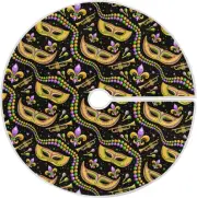 Mardi Gras Beads Christmas Tree Skirt 48 Inch Feather Xmas Tree Skirts Tree Mat