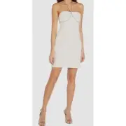 Aidan By Aidan Mattox Womens Embellished Halter Dress Ivory Size 10 NWT