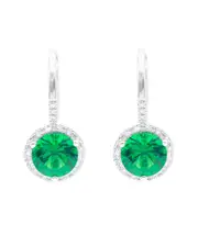 Diana M. Fine Jewelry 14K 1.72 ct. tw. Diamond & Emerald & Corundum Halo Earrings