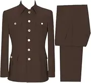 [HEYDHSDC] Men's Suit 2-Piece Set Single Breasted Jacket Business Casual Suit Coat Work Interview Coat (Blazer+Pants)