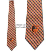 MLB - Baltimore Orioles Tie Baseball Gingham Neckties Licensed Mens Neck Ties