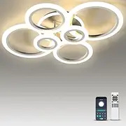 Bacowikin Led Ceiling Light with Remote and App Controlled,60W Light Fixtures Ceiling Mount with 7 Ring Lights,Semi Flush Mount Ceiling Lighting Fixture,Led Ceiling Lights Indoor for Living Room