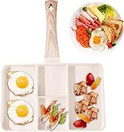 Non Stick Multi-Compartment Grill Pan Easy Clean Compact Kitchen Pan | Heat Resistant Handle Multipurpose Cooking Pan for Pancakes, Bacon, Eggs, Sausages &