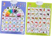 UPKOCH 2pcs Audio Chart Educational Audio Posters for Home Nursery Bilingual English Chinese Wall Hanging Charts for Early Learning and Development