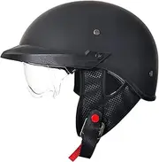 Half Helmet Motorcycle Open Face Sun Visor Quick Release Buckle ECE Approved Motorcycle Helmets ATV Helmet for Adults F,S=55-56cm
