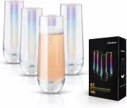 Gutsdoor Radiance White Pearl Luster Stemless Champagne Flutes 4 pieces