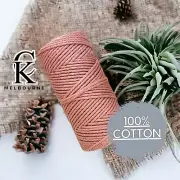3MM 3ply macrame cord 100m BURNT SIENNA Cotton 3 Strand Twist Rope Melbourne