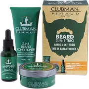 Clubman Pinaud 3-in-1 Beard Kit – Includes Conditioner, Beard Oil and Balm, Starter Kit for Men