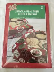 Square Christmas Cookie Boxes 6.25"×6.25"×3" For Holiday Kraft Bakery Takeaway