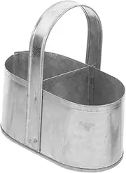 HIAKDOFT Rustic Iron Flower Basket with Handle Vintage Planter for Home Decor Compact Storage for Flowers and Tools Decorative Iron Holder