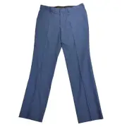 Hugo Boss Mens Modern Fit Super-Flex Micro-Grid Non-Hemmed Dress Pants Blue 38R