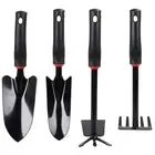 4 Pcs Garden Tools Set (Five Tooth Rake, 2 Shovel and Two Headed