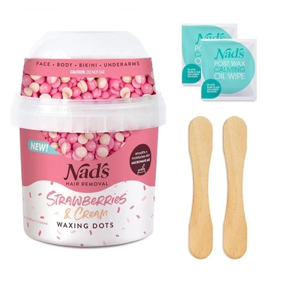 Nad's Waxing Dots - Strawberries & Cream Hard Wax Beads - Microwaveable...