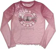 [Rock Off officially licensed products] Guns N' Roses Bullet Seal Long Sleeve Mesh Crop Top XS