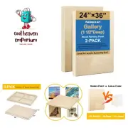 2 Pack Unfinished Wooden Canvas Panels, 24x36 Gallery Birch Wood Panels Kit, ...