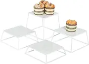 YFEEN Dessert Table Risers Display Stands Food display White Metal Square Retail Pizza,Cupcake,Candy Stands Food Platter Tray,6x6 INCH,Set of 4