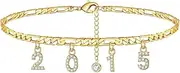 [Tummy Tub] Bracelets,Bracelet Jewellery,Anklet String Charm,Ring 24 of Feet with Personalized Anklets Filled Jewelr Beach Birth Year Anklets Women's Anklet of The Rings Illustrated (Color : F)