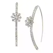 Givenchy Silver Tone Crystal Cluster Stone Threader Earrings
