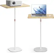 POLESTO Portable Laptop Floor Stand, Bedside/Sofa Table with Height Adjustable 18''~47'', Stylish Movable Workstation Floor Standing Desk for Office, Meeting Room, Living Room Easy Assembly, White