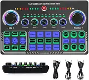AnnuoYi Professional Audio Mixer,Sound Card Mixer,X50 Portable Audio Mixer With DJ Mixer Effects And Voice Changer For Singing/PC Video Chat/Live Streaming/Broadcast/Karaoke