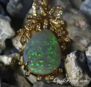 18K Gold BIG Solid Opal Pendant Australian Lightning Ridge Gemstone Necklace