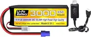 Fytoo 3S Lipo Battery 11.1V 3000mAh 35C with EC3 Plug and USB Charging Cable Suitable for RC Car, Truck, Remote Control Boat, RC Quadcopter Aircraft, FPV Drone Battery