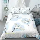 Linen Single/Double/Queen/King Bed Duvet Quilt Doona Cover Set Red-Crowned Crane