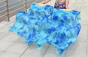 [Hcclijo] Professional Belly Dance Silk Fan Veils Silk Belly Dacing Long Fans Dance Training Competition Props Costume