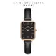 Daniel Wellington 手錶 Quadro Sheffield 20x26mm經典黑真皮皮革小方錶-兩色任選(DW00100435 DW00100560)/ 玫瑰金框