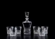 7 Pc Modern Design Glass Wine Decanter And Cup Set 1 Wine Decanter + 6 Wine Cups
