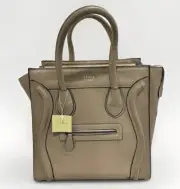 Celine Nano Luggage Bag Tan Drummed Calfskin Leather Purse