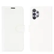 For Samsung Galaxy A32 5G Lychee Folio Protective Case, Kickstand, Wallet, White