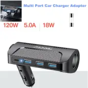 5A Car Charger Multi Port USB Fast Charger Cigarette Lighter Adapter Type-c PD (for: Smart)