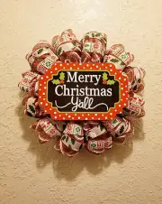 Merry Christmas Y'all Wreath - Deco Mesh and Ribbon