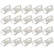 20Pcs 26mm Key Fob Hardware with Keychain Ring for Webbing, Silver Tone