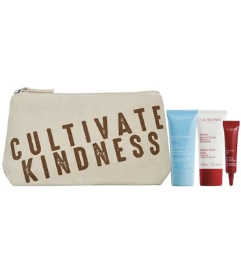 Clarins Gift Set pack of 3 worth of £75. (Cultivate kindness Mary’s meal pouch )