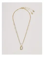 [Trent Nathan] Battered Pendant Double Chain Necklace in Gold
