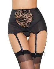 Garter Belt Pin Up High Waist Black Lace Thong Sexy Lingerie