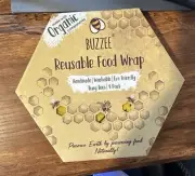 Buzzee Reusable Food Wrap - Handmade- 4 Pack - New In Box - Busy Bees Pattern