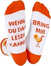 [Senken] Funny Socks Orange Costume Women, "Wenn Du Das Lesen Kannst Bring Mir Orange Juice Socks for Birthday Gift 37-42, orange, 37-42