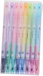 jojofuny 8Pcs Colorful Double Headed Highlighter Pens Comfortable Grip Marking Pens for Study Office School Supplies for Students and Note Taking
