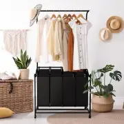 LUCKUP Laundry Sorter 4 Sections with Hanging Bar, 4 Bags Laundry Hamper Roll...