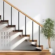 Side Mount Handrail Fits 2 or 3 Steps Adjustable Wrought Iron Hand Rail for Indoor Outdoor Stair Railing Kit, Wood Hand Railings for Home Garden Corridor Lofts Decking Rail(Height 95cm,140cm/55inch)