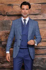 NWT 40R MENS MIDNIGHT 2 BUTTON 3PC COMPOSE SUIT DB VEST,MODERN FIT, 2 SIDE VENT