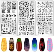 beinkmake 3Pcs Holiday Nail Stamping Plate Seasonal Nail Stamp Templates Nail Art Stamp Plates Easter St. Patrick's Day Christmas Halloween Image Plate Tools with Stamper Scraper for Manicure Printing