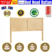 Artiss Bed Head Rattan Headboard Bed Frame Bedroom Base Queen Size RIBO Pine